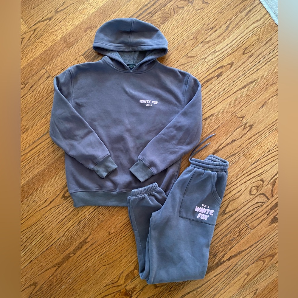 White Fox Boutique Gray Hoodie and Joggers Set